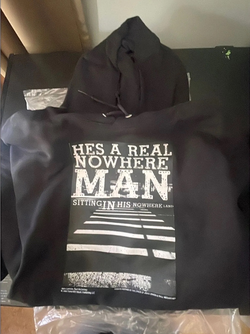 Black Graphic Hoodie "He's a Real Nowhere Man"